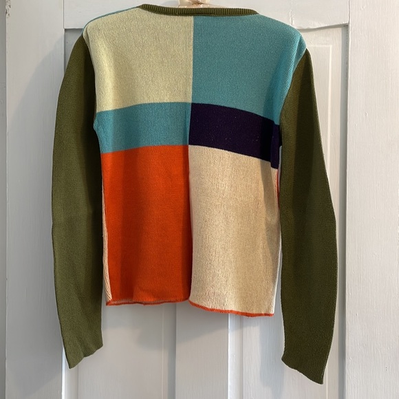 Free People - crew neck multi color block print sweater - Picture 2 of 2